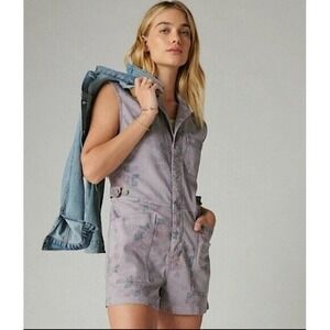 Laura Ashley+Lucky Brand Lilac Romper Floral Print Sleeveless Jumpsuit XL EUC